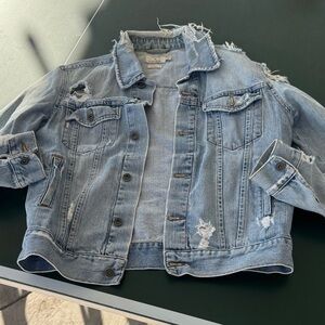 Topman Light Blue Frayed Denim Jacket